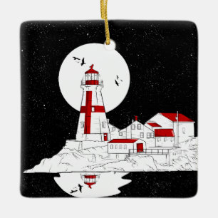Öster Quoddy Head Lighthouse platt Julgransprydnad Keramik