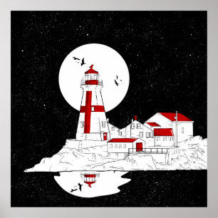 Öster Quoddy Head Lighthouse platt Poster