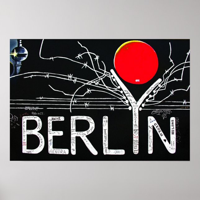 Öster Side Gallery, Berlinwall, Barbed Wire/Red Su Poster (Framsidan)
