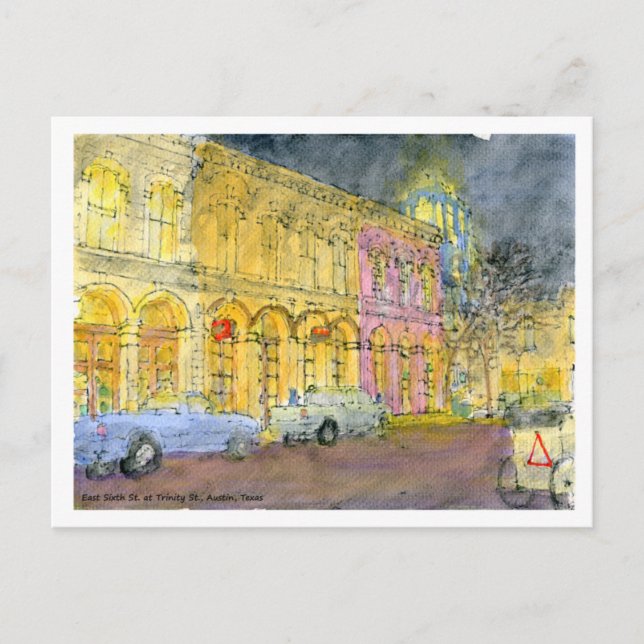 Öster sjätte St. vid Trinity St., Austin, Texas Vykort (Framsida)