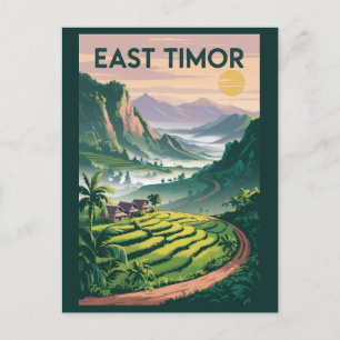 Öster Timor Fält Illustration Travel Art Vintage Vykort