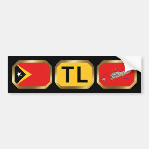 Öster Timor Flagga Karta Kod Bumper Sticker Bildekal