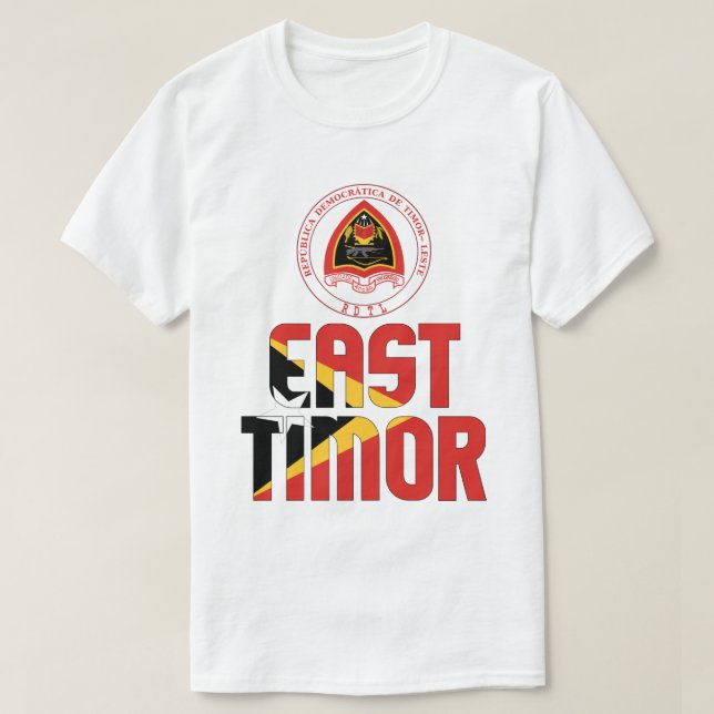 Öster Timor Flagga och Jacka av Arm Patriotic T Shirt (Design framsida)