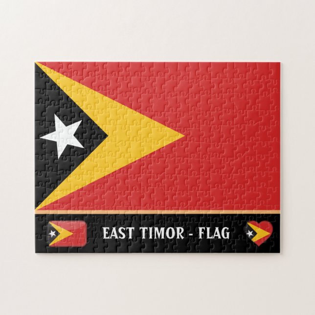Öster Timor Flagga & Timoran land / Öster Timor Pussel (Horisontell)