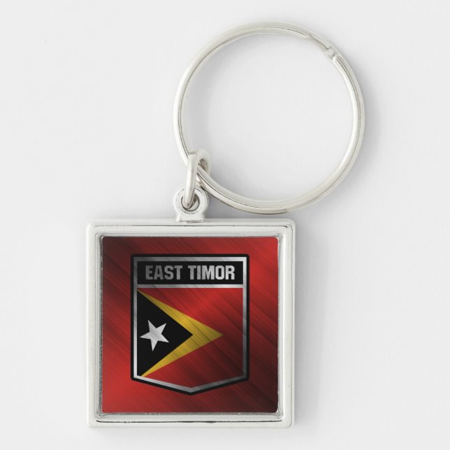 Öster Timor Fyrkantig Silverfärgad Nyckelring (Framsidan)