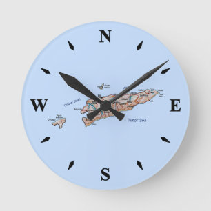 Öster Timor Karta Clock Rund Klocka