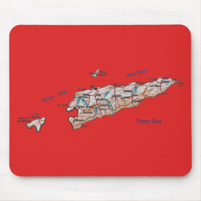 Öster Timor Karta Mousepad Musmatta (Framsidan)