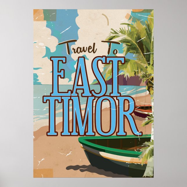 Öster Timor vintage resor poster konst. (Framsidan)