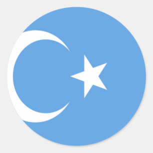 Öster Turkestan Uyghur Flagga Runt Klistermärke
