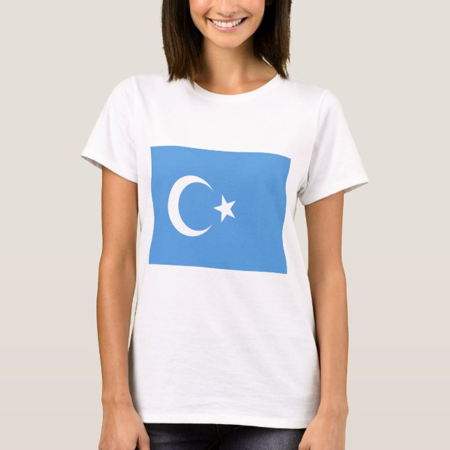 Öster Turkestan Uyghur Flagga T Shirt (Framsida)