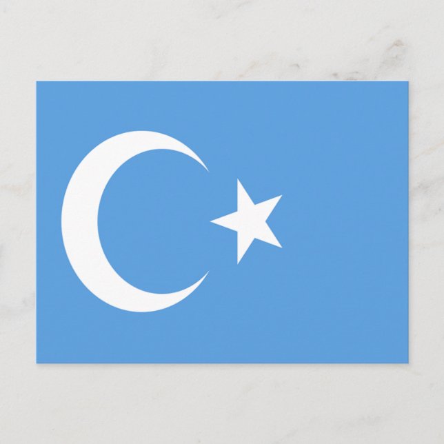Öster Turkestan Uyghur Flagga Vykort (Framsida)