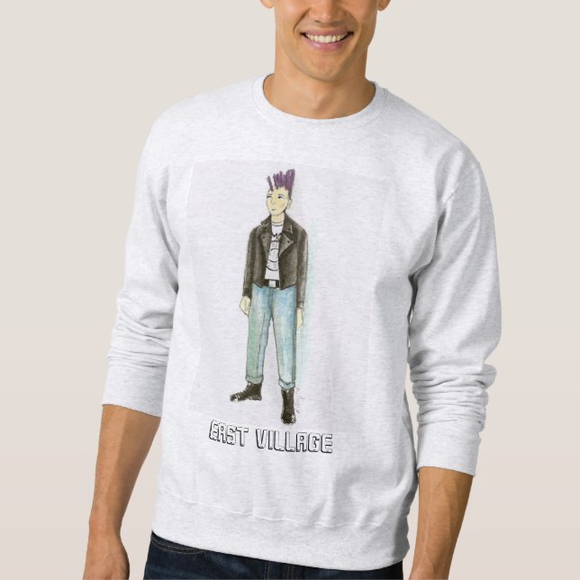 Öster Village NYC Mohawk Punk Sten Sweatshirt (Framsida)