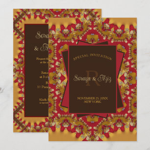 Österguld Satin Rosett Monogram Speciellt Eveneman Inbjudningar