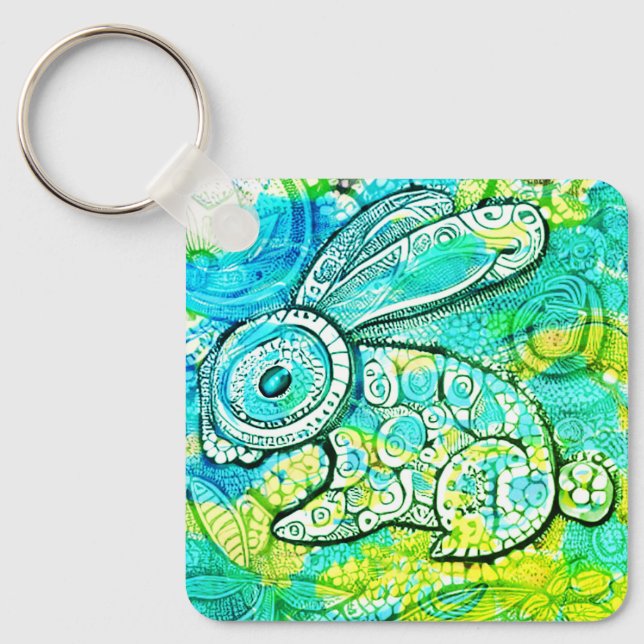 Osterhase im Doodle-Stil Nyckelring (Framsida)