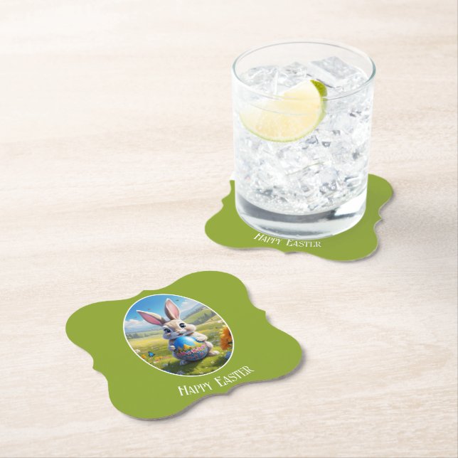 Osterhase mit Ei, Oval - Pappuntersetzer Underlägg Papper (Insitu)