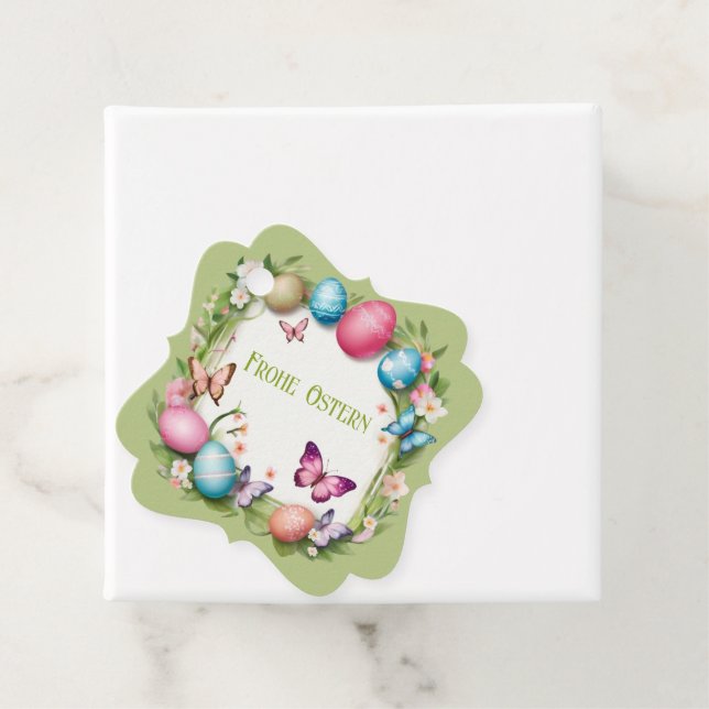Osterkranz: Frohe Ostern - Gåvor Etiketter (På plats)