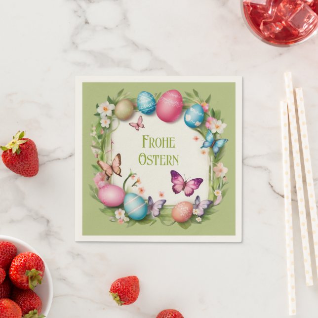 Osterkranz: Frohe Ostern - Pappersservett (Insitu)