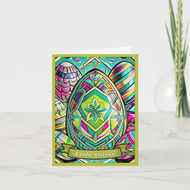 Ostermotiv farbiger Tecknad mit Ostereier 13553 Kort (Framsida)