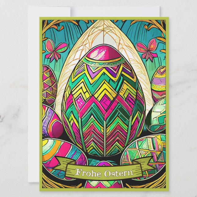 Ostermotiv farbiger Tecknad mit Ostereier 50085 (Framsida)