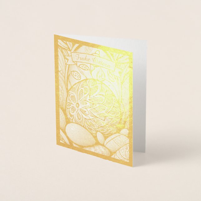 Ostermotiv monokrom Tecknad mit Ostereier 97330 Folierat Kort (Framsida)