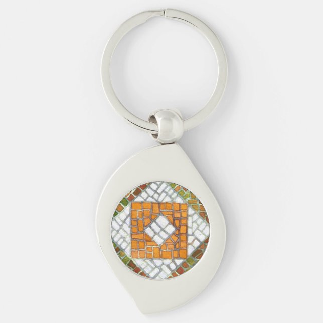 ÖSTERN MOSAIC Metall Swirl Keychain Silverfärgad Nyckelring (Framsidan)