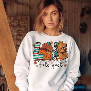 ÖSTERN THEMED WESTERNA KÄRLEK FALL Y'ALL T SHIRT