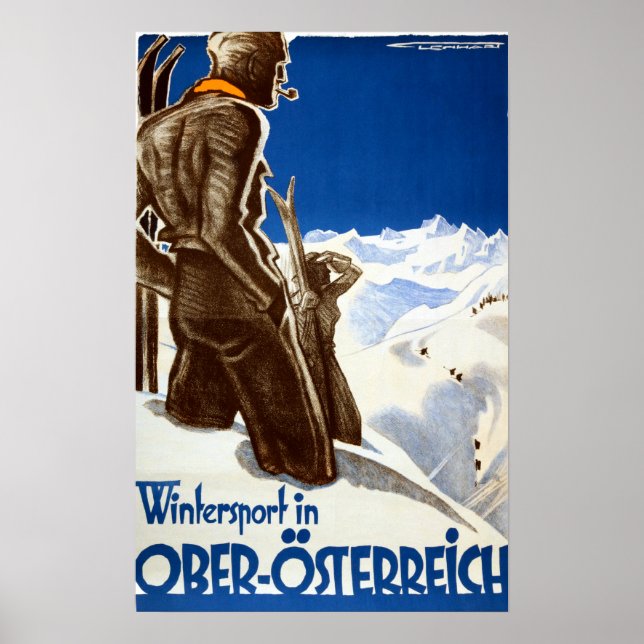 " Österreich: 1930er/heute Oö - Wintersport Reise Poster (Framsidan)