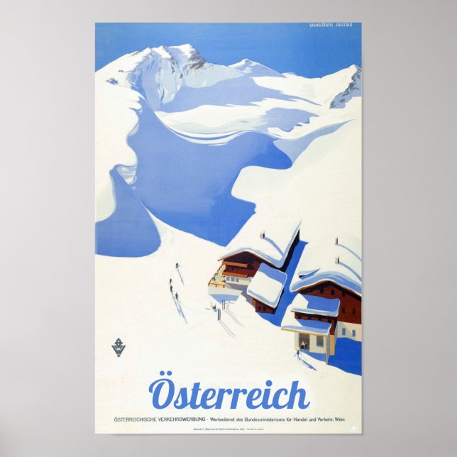 " Österreich: 1940er/heute  Winterurlaub Reise  Po Poster (Framsidan)
