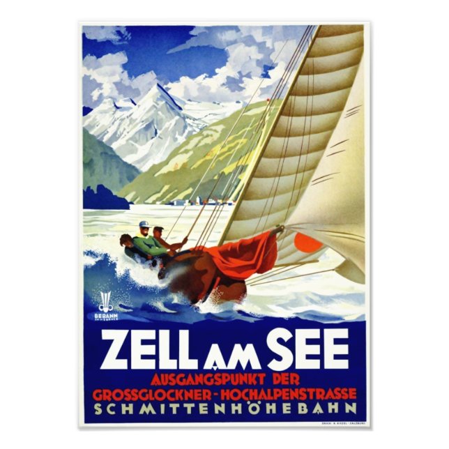" Österreich: 1950er/heute - Zell am See Werbe  Fototryck (Framsidan)