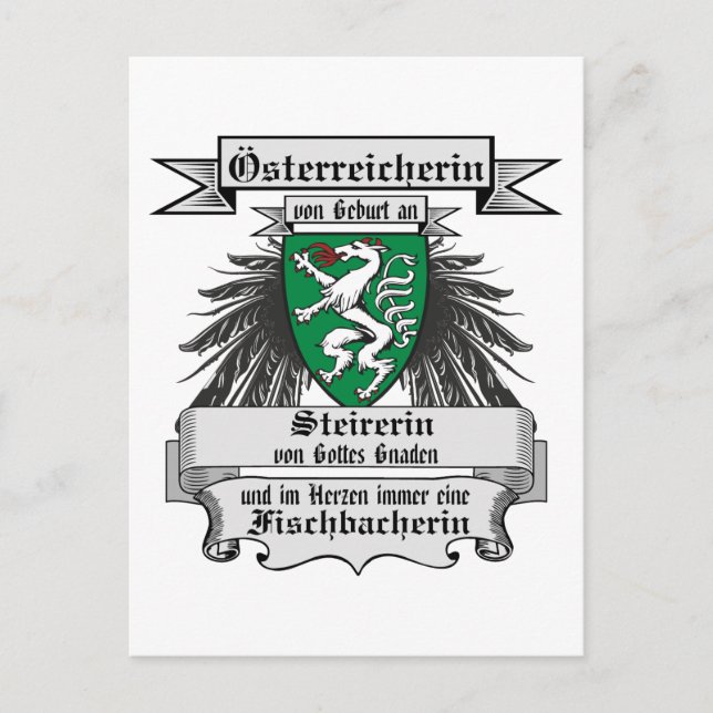 Österreich Steirerin von Gottes Gnaden Wappen  Vykort (Framsida)