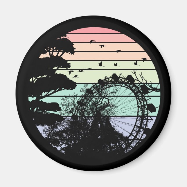 Österreich Wien Retro Prater Riesenrad Magnet (Framsidan)