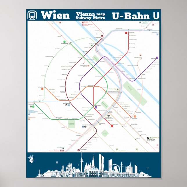 " Österreich: Wien U-Bahn SUBWAYmap ... Poster (Framsidan)