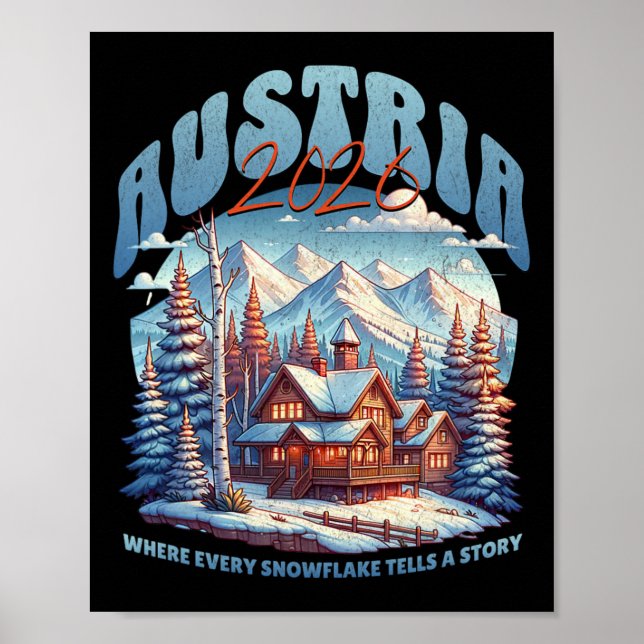 Österrike 2026 resa! Matchande österrikisk semeste Poster (Framsidan)