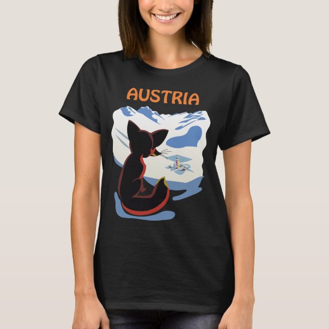 Österrike Alpin Räv Snö Retro Resa T Shirt (Framsida)