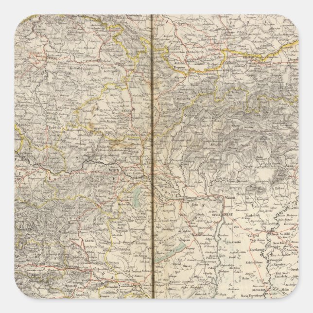 Österrike Atlas Karta Fyrkantigt Klistermärke (Framsida)