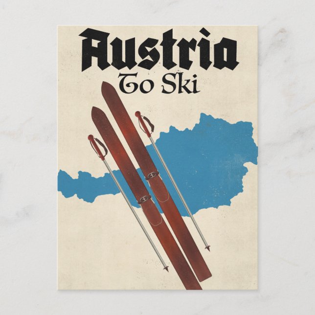 Österrike att åka skidor vykort (Framsida)