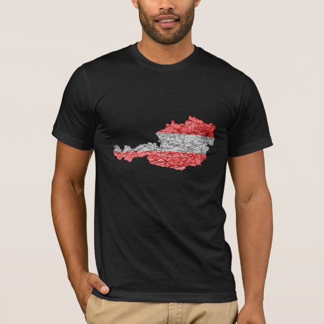 Österrike Flagga Färg Kart T-Shirt (Framsida)