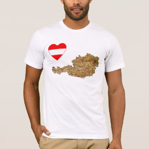 Österrike Flagga Heart och Karta T-Shirt