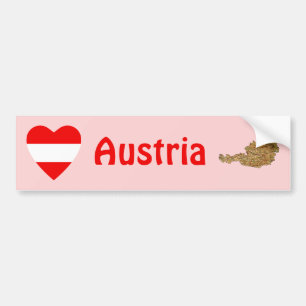 Österrike Flagga Hjärta + Karta Bildäckslapp Bildekal