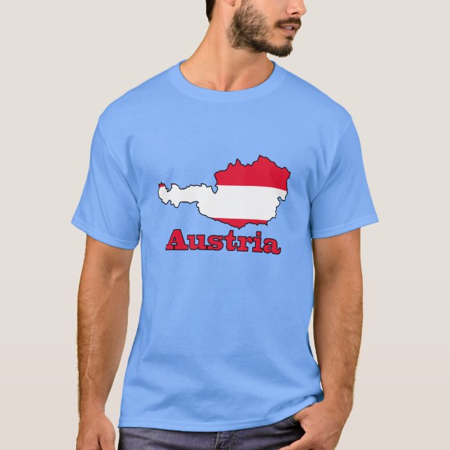 Österrike flagga i karta tee (Framsida)