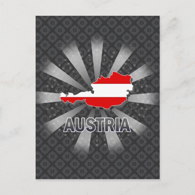 Österrike Flagga Karta 2.0 Vykort (Framsida)