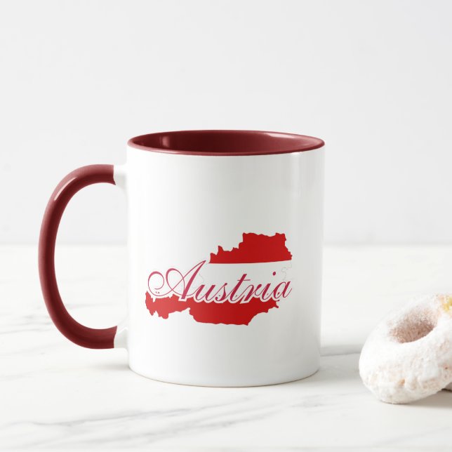 Österrike flagga karta mugg (Med munk)