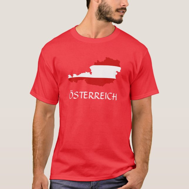 Österrike Flagga Karta ’Österreich’ T-Shirt (Framsida)