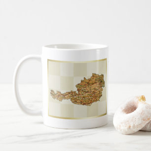Österrike flagga + Kartamugg Kaffemugg