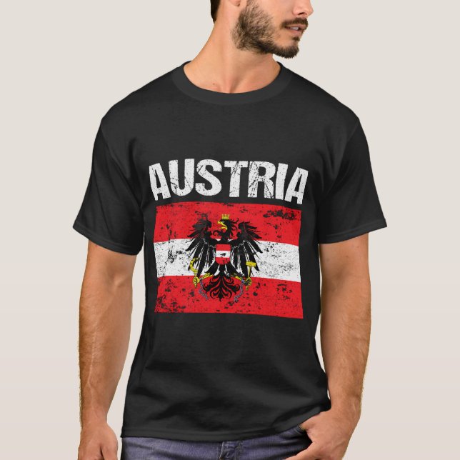 Österrike Flagga Österrike Wien Eagle T Shirt (Framsida)