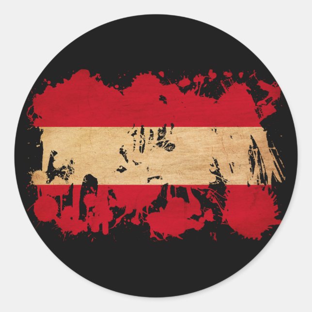 Österrike Flagga Runt Klistermärke (Framsida)