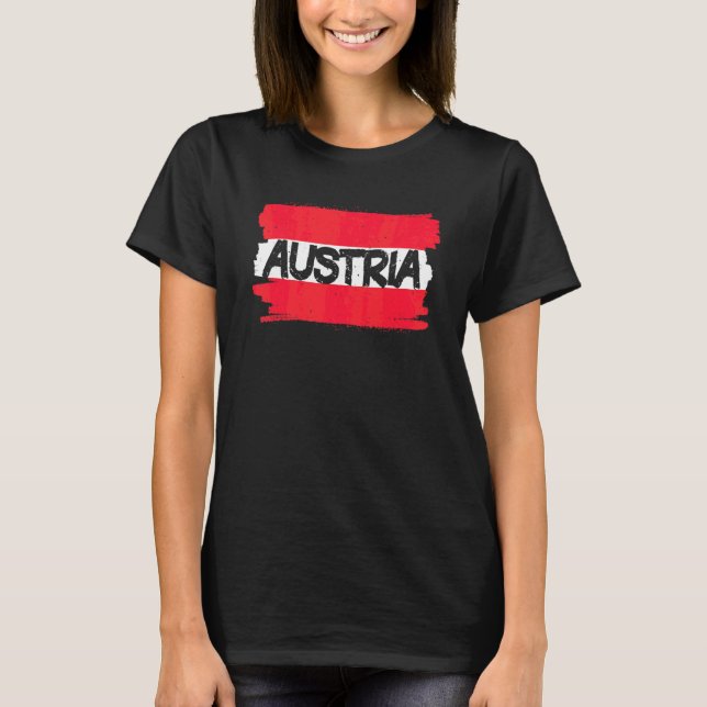 Österrike Flagga T Shirt (Framsida)