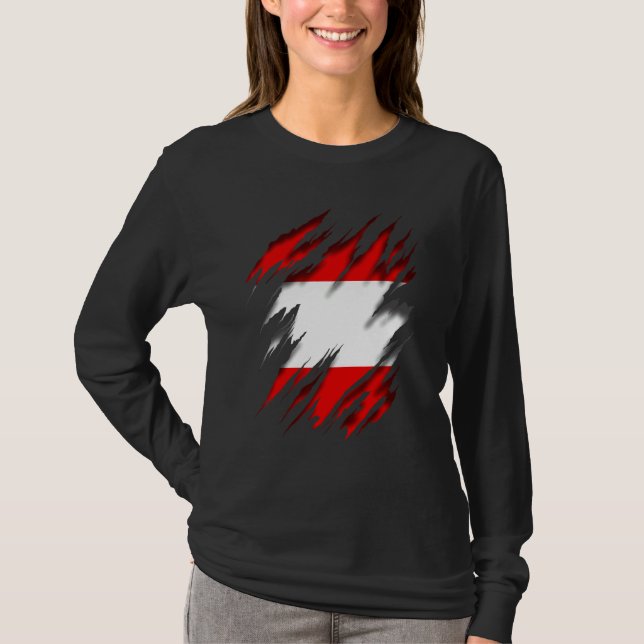Österrike Flagga T Shirt (Framsida)