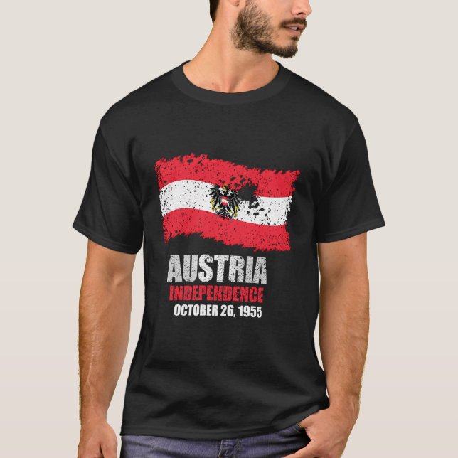 Österrike Flagga T Shirt Austria Independence (Framsida)