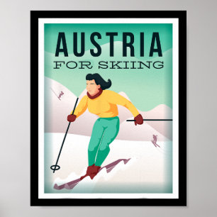 Österrike för skiing av Pistensau och Skihaserl Poster